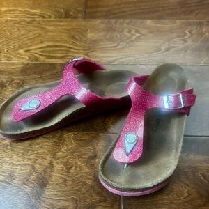 Birkenstock Kids Glitter Pink Toe-Post Sandals